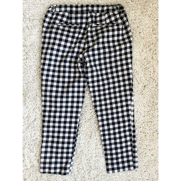 Joe Fresh Black & White Gingham Pull-On Ankle Pants S Stretch Waist - Picture 3 of 3